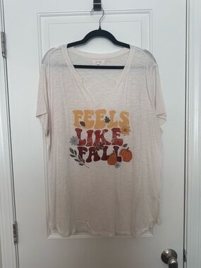 Maurices Cream Graphic Tee with Autumn Print